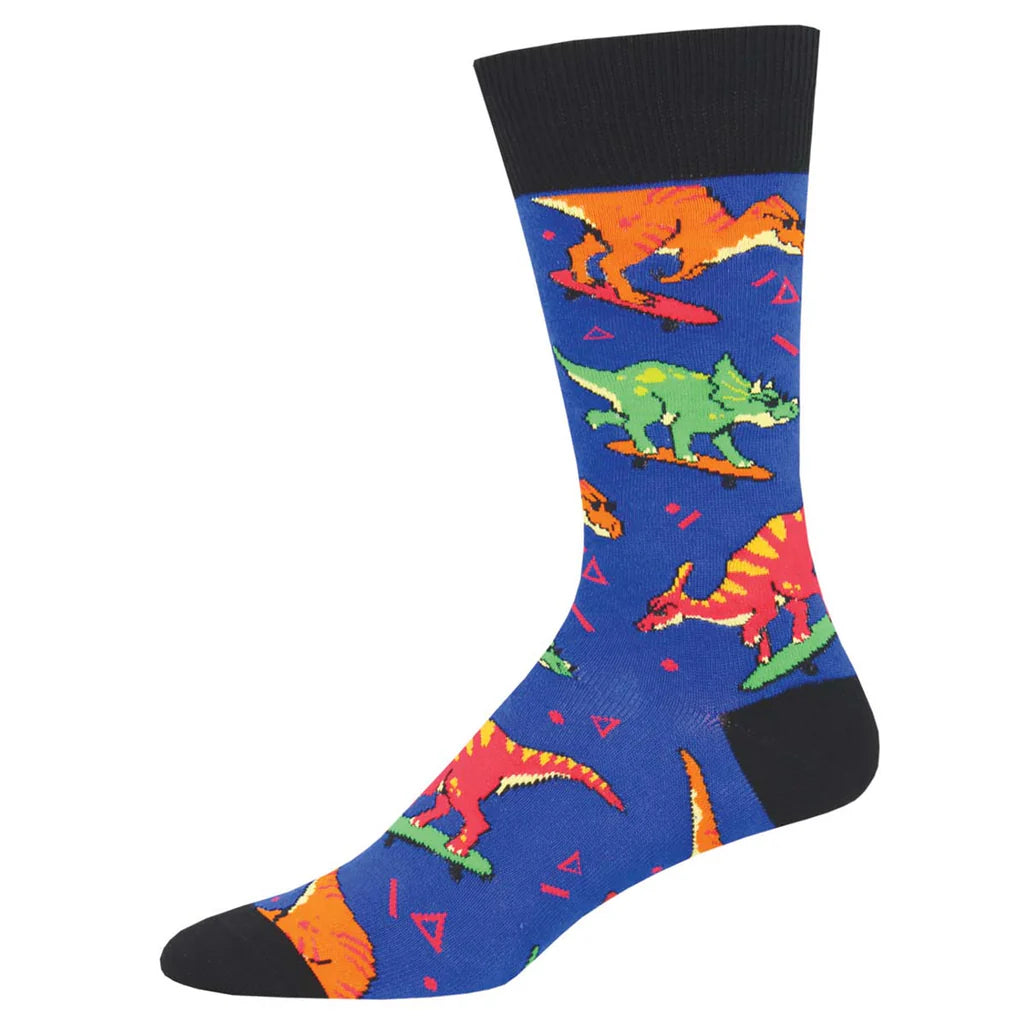 Unisex socks durable white-Skate Or Dinosaur | Men's Crew