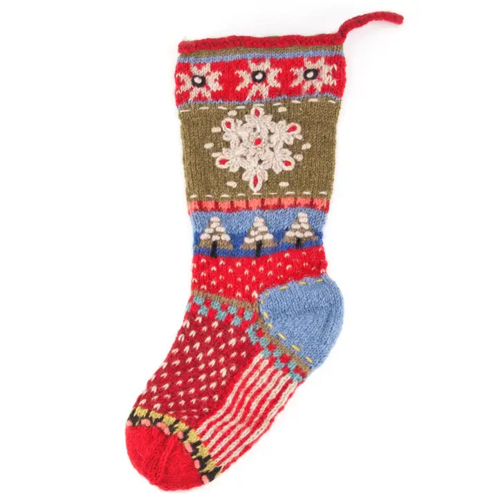 Unisex socks breathable navy-Snowflake | Wool Knit Holiday Stocking