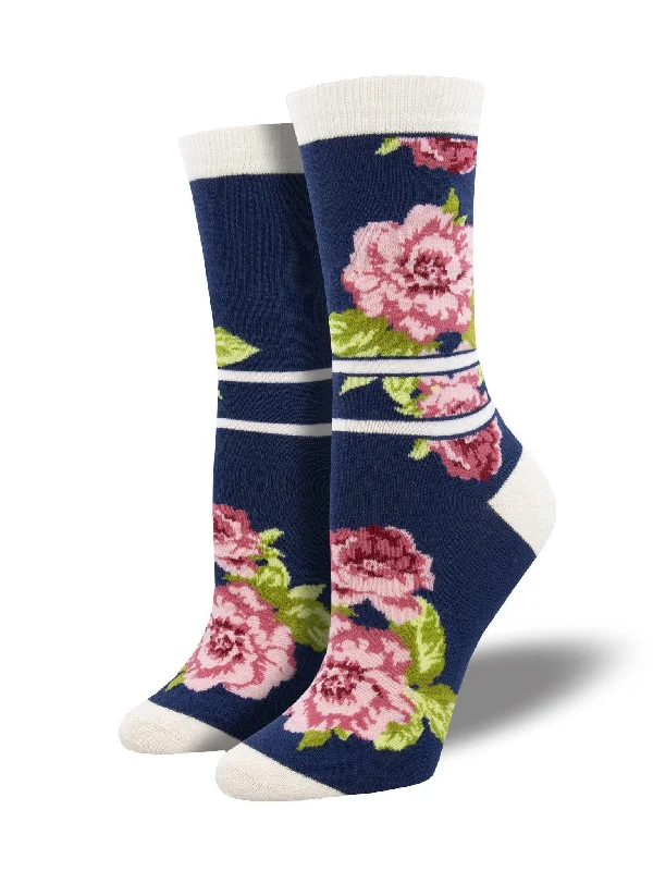 Unisex socks everyday gray-Peonies If You Please | Bamboo Women's Crew