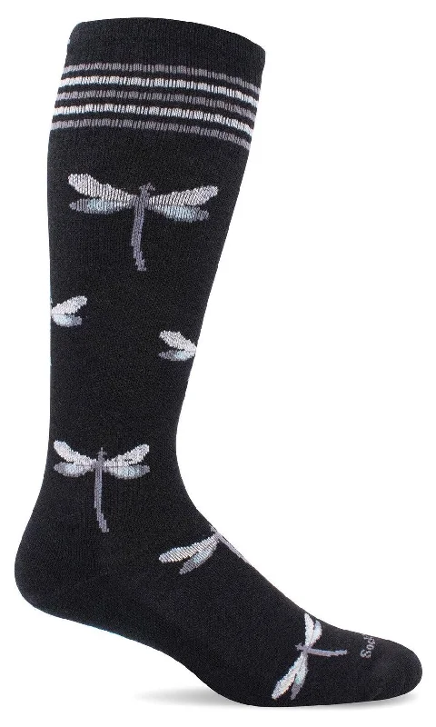 Unisex socks cozy gray-Dragonfly | Women's Moderate Compression Knee-High