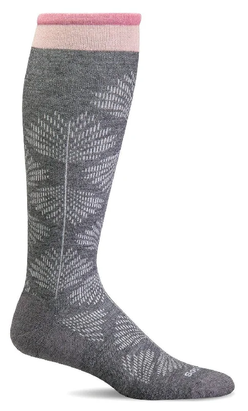 Unisex socks durable white-Full Floral | Wide Calf Fit | Women's Moderate Compression Knee-High