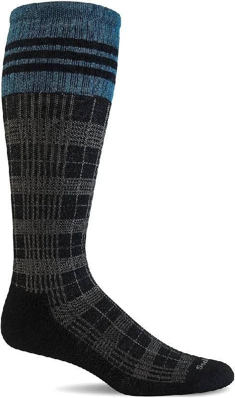 Unisex socks soft gray-Tartan | Men's Firm Compression Knee-High