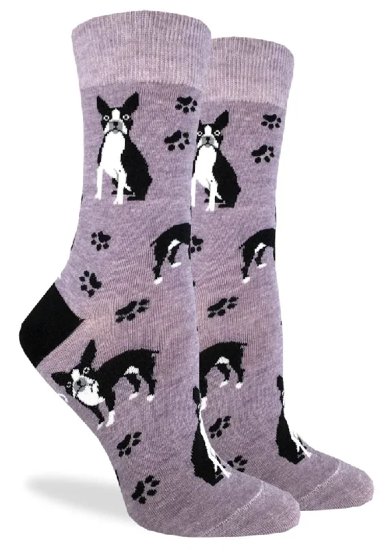 Unisex socks casual navy-Women's Boston Terrier Crew Sock