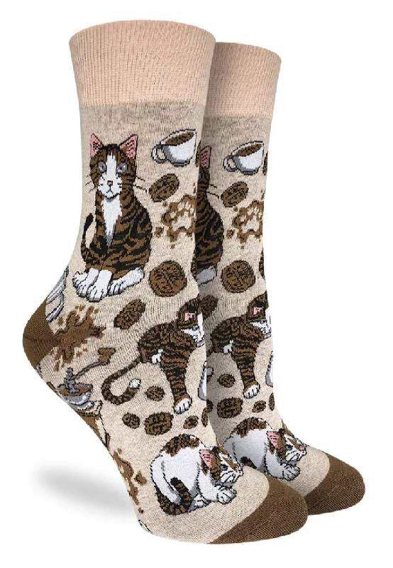 Unisex socks soft gray-Women's Coffee Cats Crew Sock