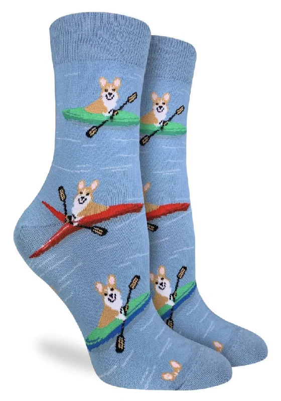 Unisex socks stylish tan-Women's Corgi Kayaking Crew Sock