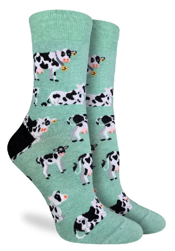 Unisex socks lightweight gray-Women's Cows in a Field Crew Sock