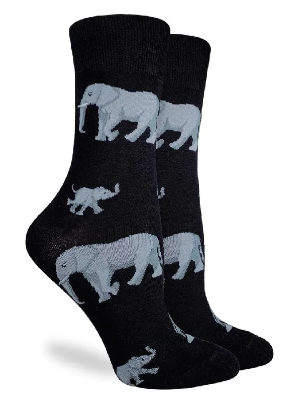 Unisex socks casual white-Women's Elephant Family Crew Sock