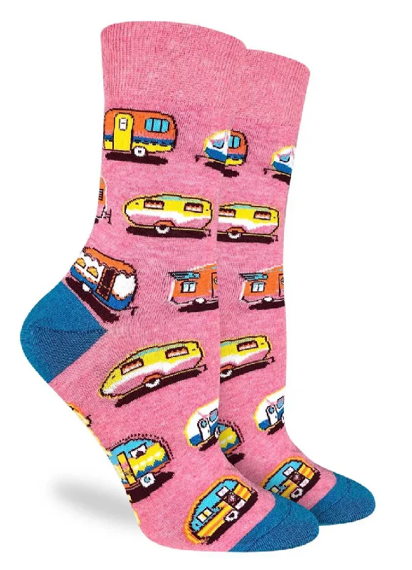 Unisex socks casual gray-Women's Happy Camper Crew Sock