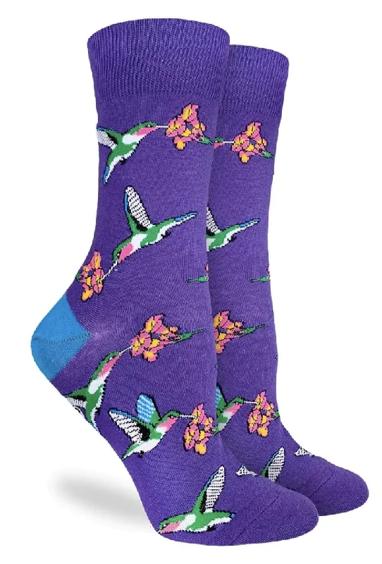 Unisex socks cozy navy-Women's Hummingbirds Crew Sock