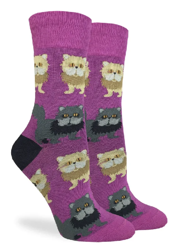 Unisex socks warm black-Women's Persian Cat Crew Sock