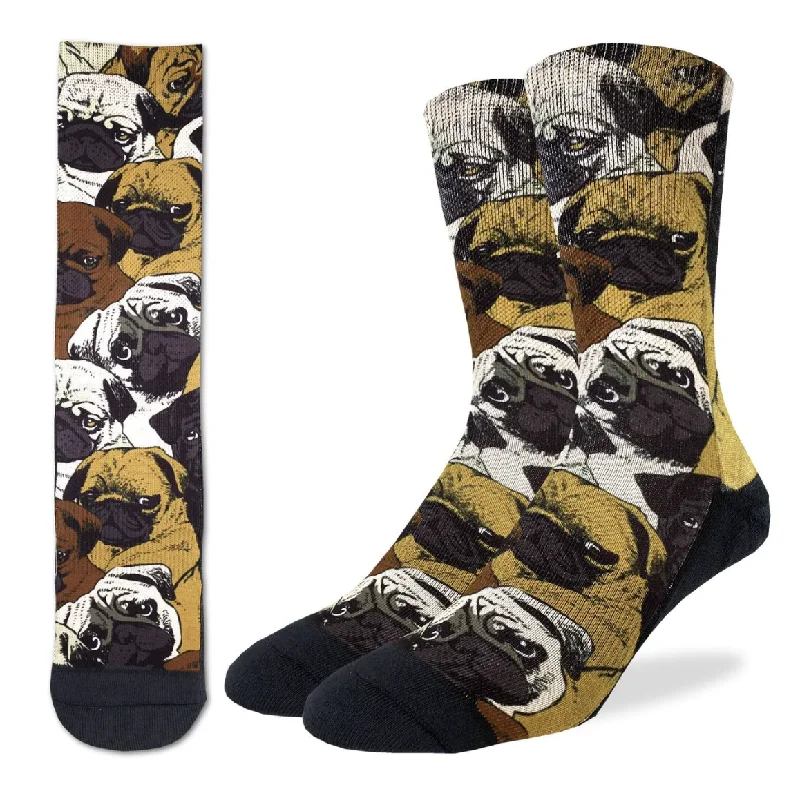 Unisex socks comfy tan-Women's Social Pugs Crew Sock