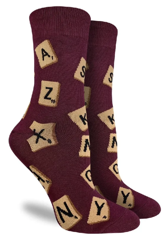 Unisex socks breathable tan-Women's Word Game Crew Sock