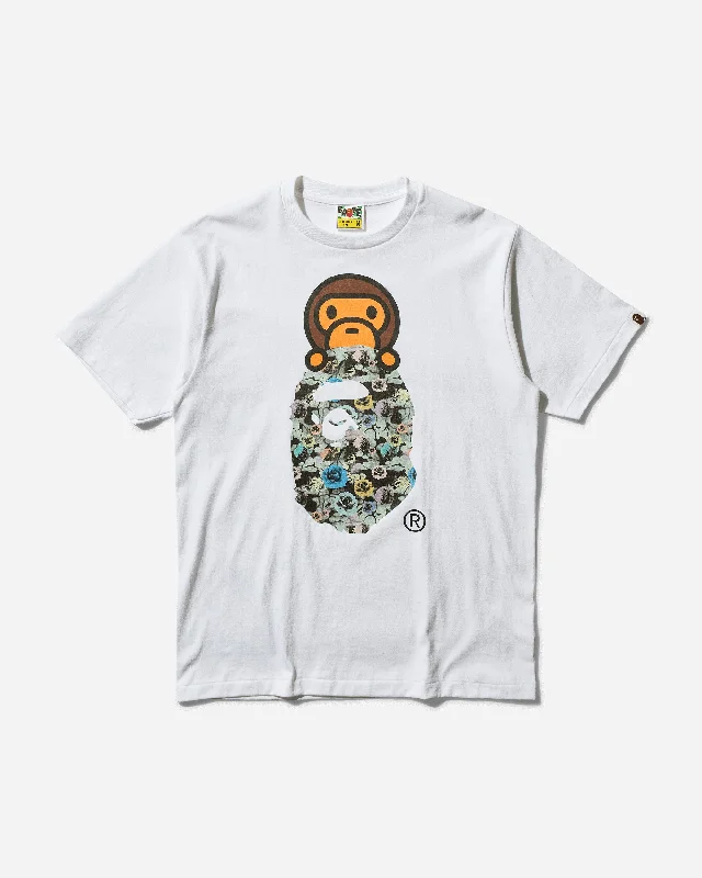 Men's T-shirts slim tan-Men's Floral Camo Milo On Ape Head T-Shirt White