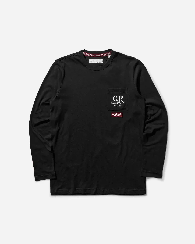 Men's T-shirts everyday black-Men's C.P. Company SPZL Pocket Longsleeve T-Shirt Black