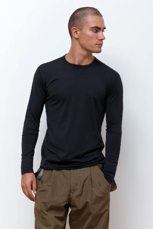 Men's T-shirts breathable black-Merino Base LS T Black