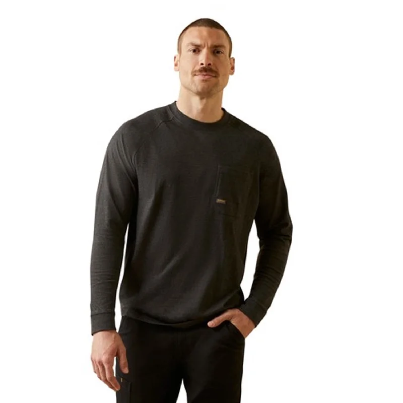 Men's T-shirts lightweight tan-Ariat Men's Rebar Cotton Strong Long Sleeve T-Shirt_Charcoal Heather