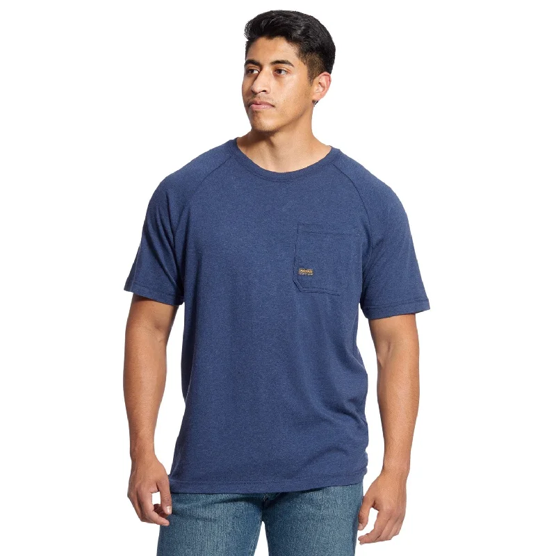 Men's T-shirts durable black-Ariat Men's Rebar CottonStrong T-Shirt_Navy Heather