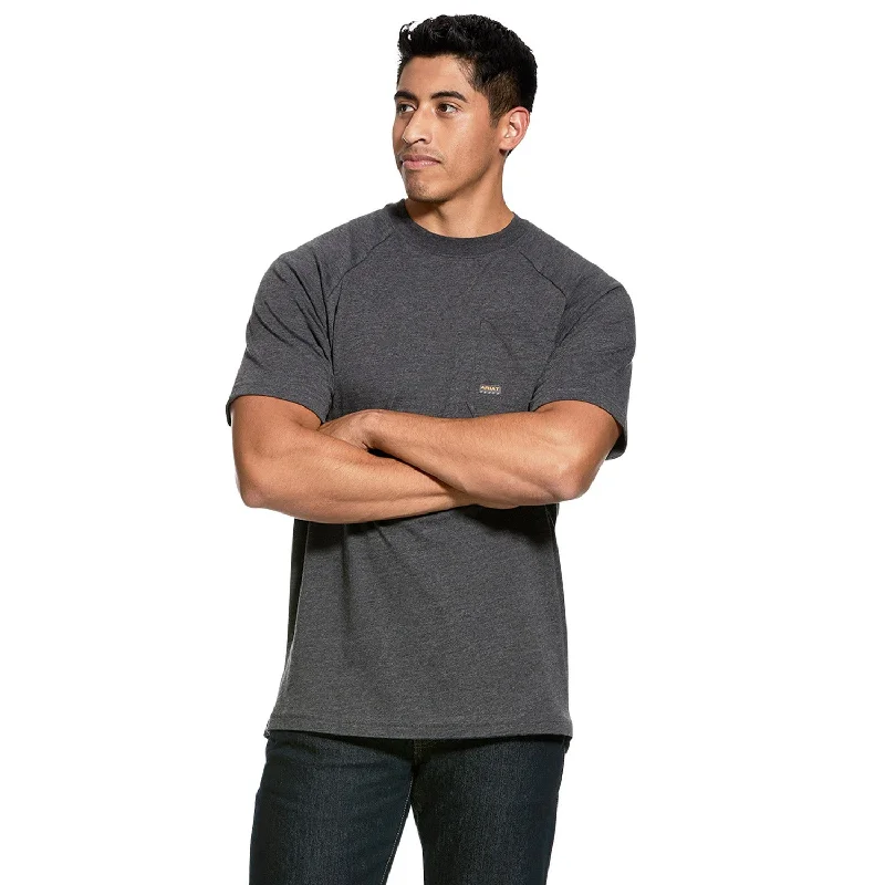 Men's T-shirts breathable navy-Ariat Men's Rebar CottonStrong T-Shirt_Charcoal Heather