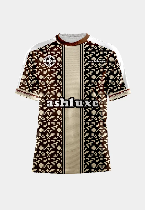 Men's T-shirts stylish tan-Ashluxe Pixel print Jersey Brown