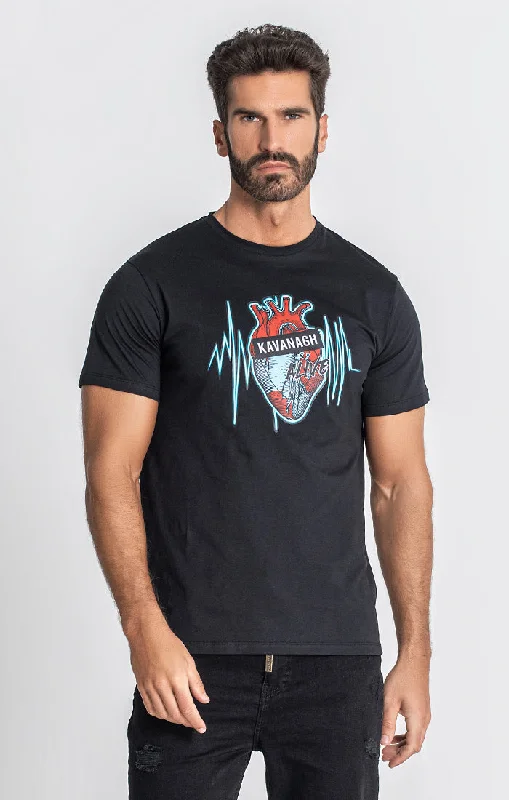 Men's T-shirts graphic gray-Black Heartbeat Tee