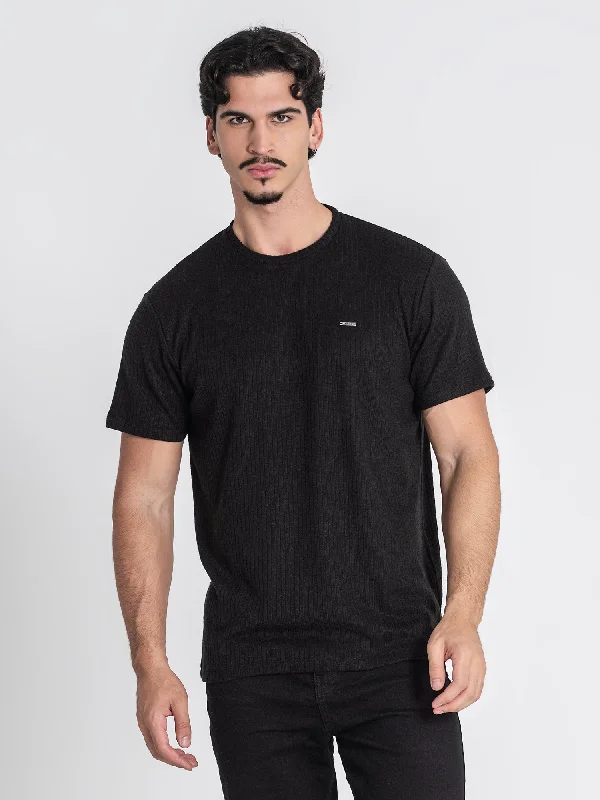 Men's T-shirts comfy black-Black Striped Tee