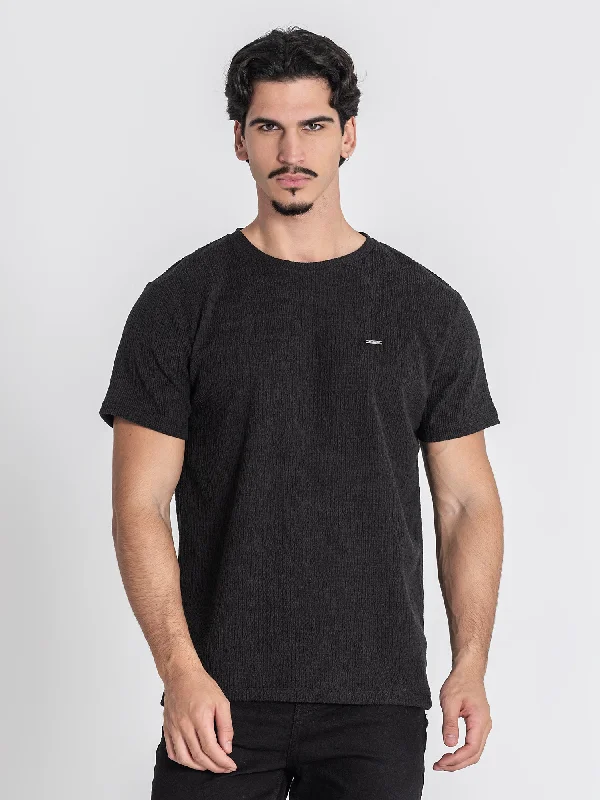 Men's T-shirts graphic black-Black Texture Tee