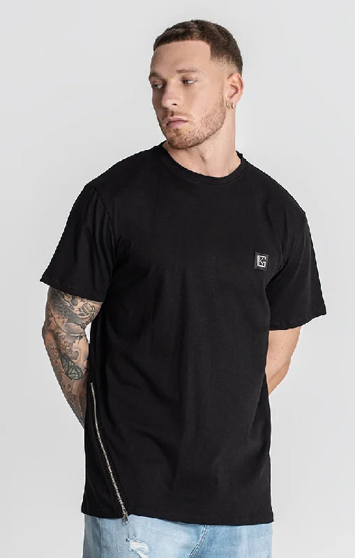 Men's T-shirts breathable navy-Black Zipper Tee