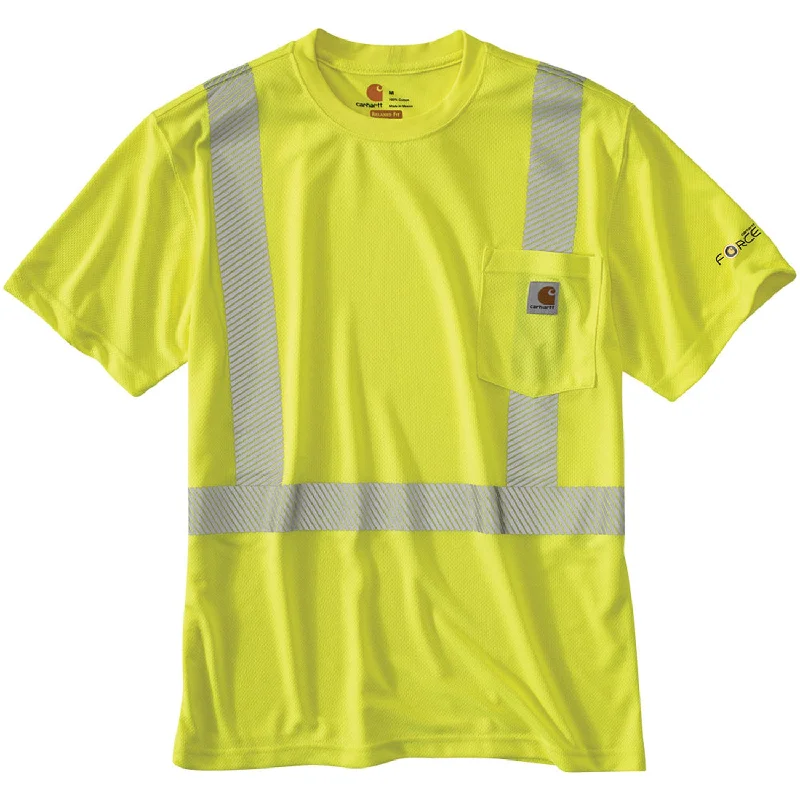 Men's T-shirts lightweight green-Carhartt Men's Force Class 2 Hi-Vis Short Sleeve T-Shirt