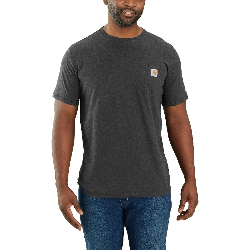 Men's T-shirts casual navy-Carhartt Men's Force® Relaxed Fit Midweight Short Sleeve Pocket Tee_Carbon Heather