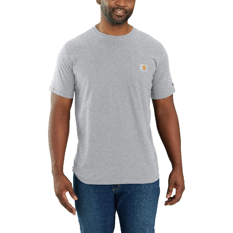 Men's T-shirts graphic black-Carhartt Men's Force® Relaxed Fit Midweight Short Sleeve Pocket Tee_Heather Grey