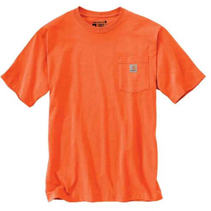 Men's T-shirts soft tan-Carhartt Men's Short Sleeve Pocket T-Shirt_Brite Orange