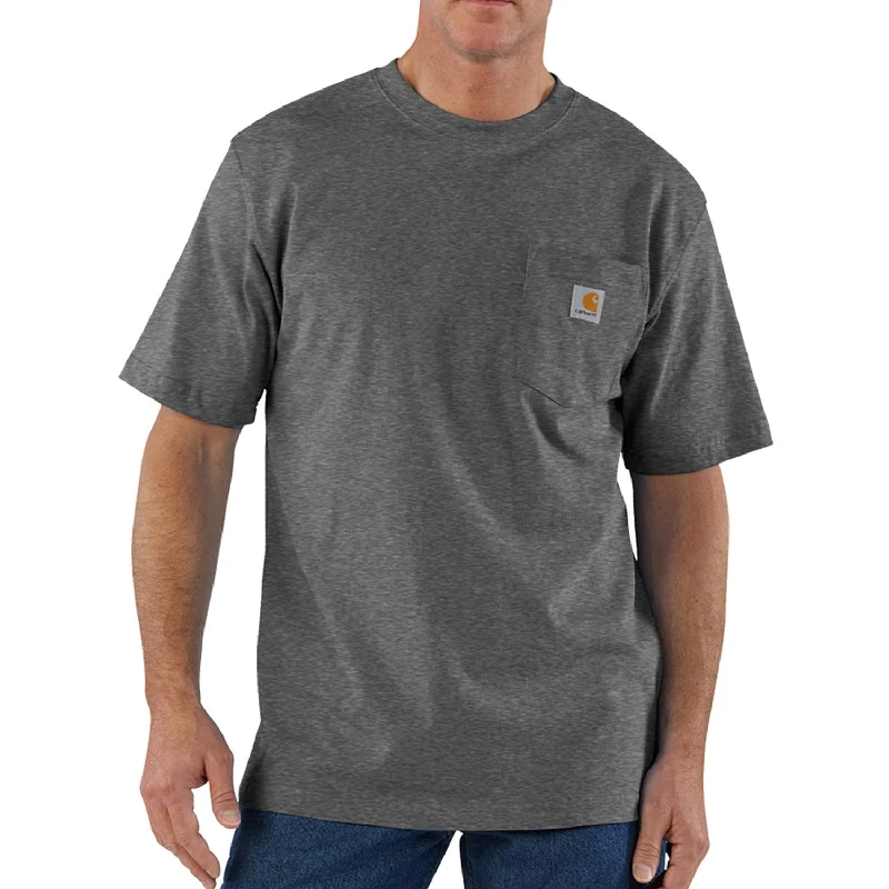 Men's T-shirts comfy brown-Carhartt Men's Short Sleeve Pocket T-Shirt_Carbon Heather