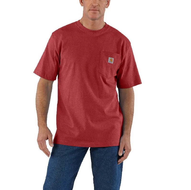 Men's T-shirts casual white-Carhartt Men's Short Sleeve Pocket T-Shirt_Crabapple Heather