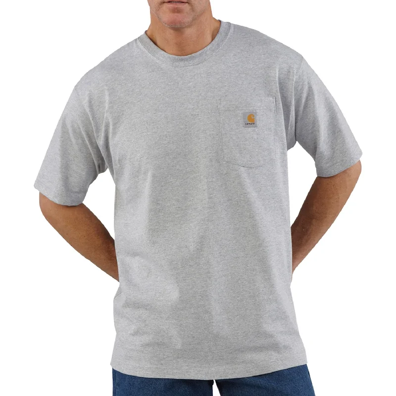 Men's T-shirts soft cotton-Carhartt Men's Short Sleeve Pocket T-Shirt_Heather Grey