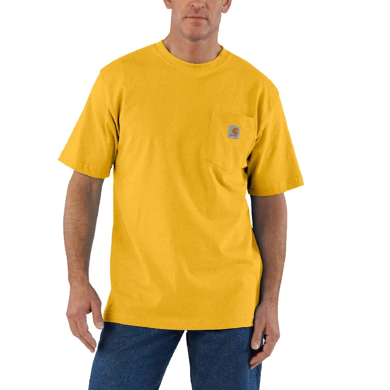 Men's T-shirts soft gray-Carhartt Men's Short Sleeve Pocket T-Shirt_Honeycomb Heather