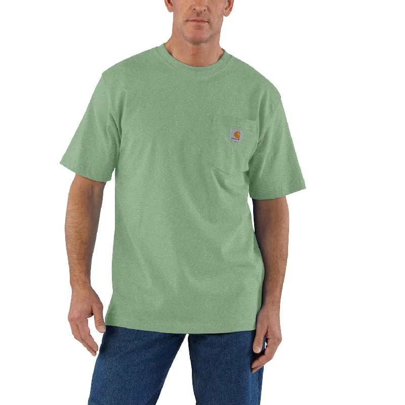 Men's T-shirts durable tan-Carhartt Men's Short Sleeve Pocket T-Shirt_Loden Frost Heather