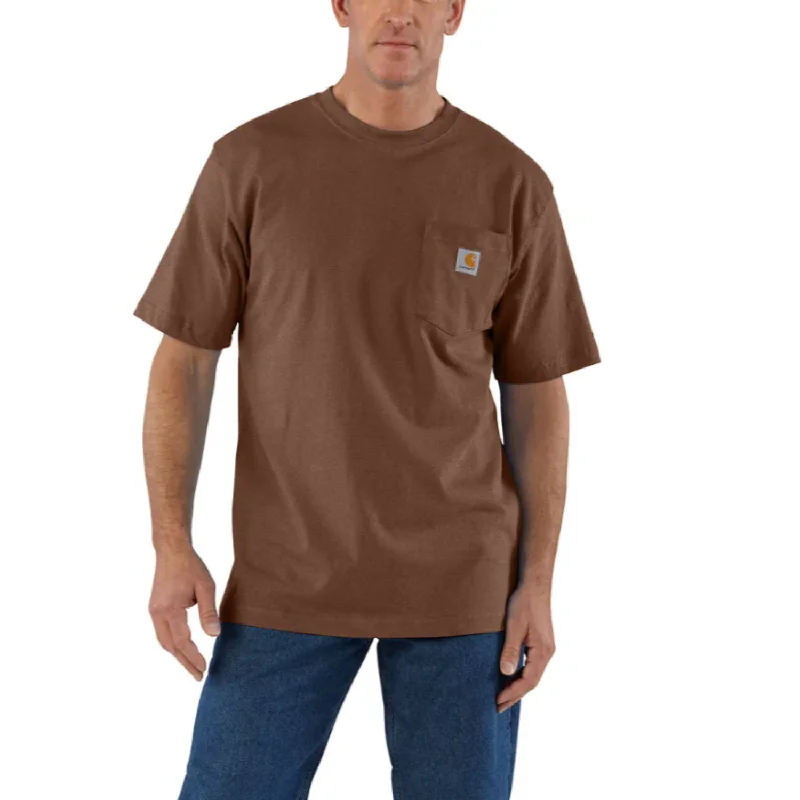 Men's T-shirts graphic green-Carhartt Men's Short Sleeve Pocket T-Shirt_Mocha Heather