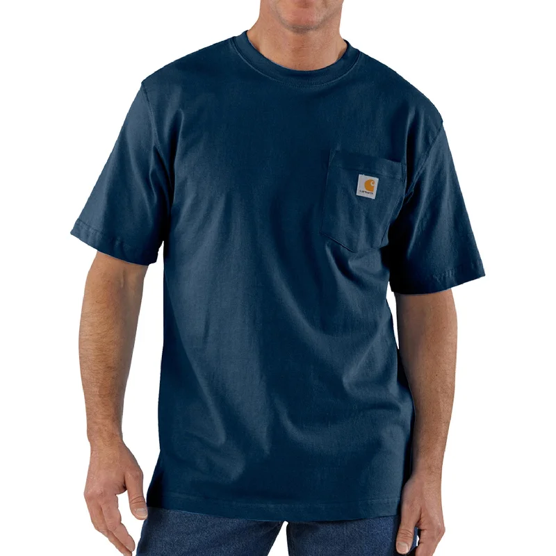 Men's T-shirts breathable black-Carhartt Men's Short Sleeve Pocket T-Shirt_Navy