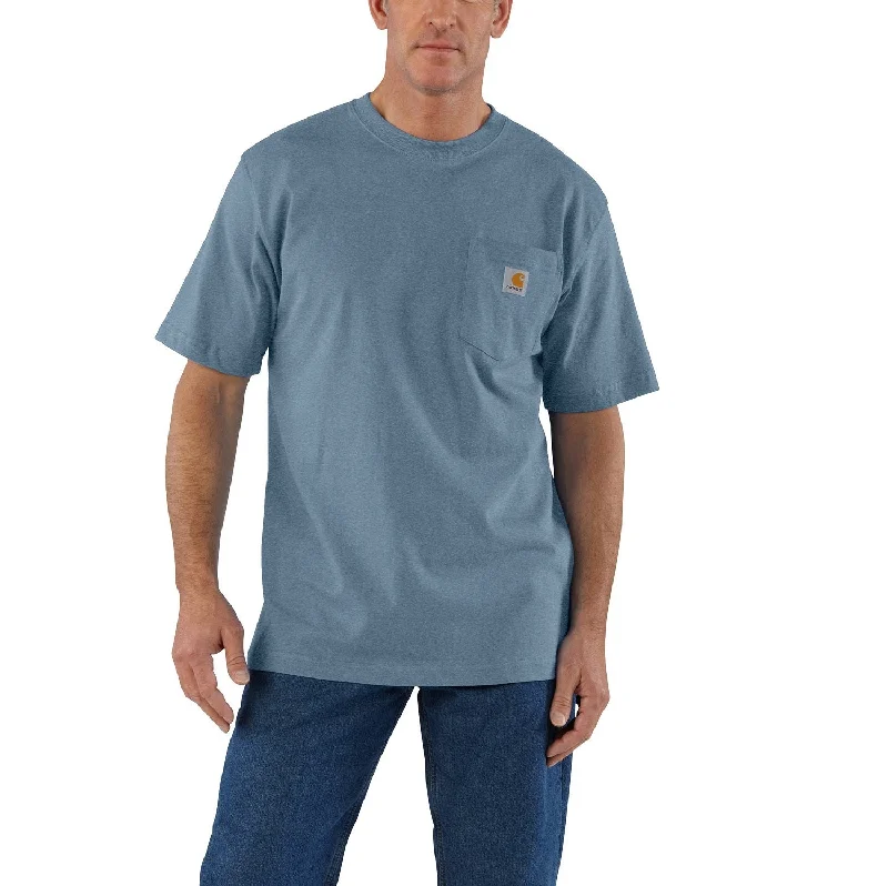 Men's T-shirts slim navy-Carhartt Men's Short Sleeve Pocket T-Shirt_Thundercloud Heather