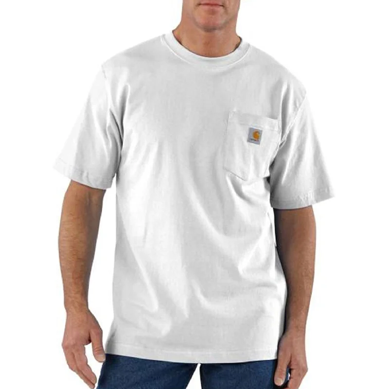 Men's T-shirts breathable gray-Carhartt Men's Short Sleeve Pocket T-Shirt_White