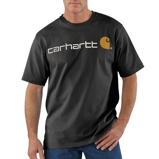 Men's T-shirts durable black-Carhartt Men's Signature Logo Short Sleeve T-Shirt_Black