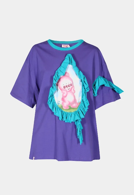 Men's T-shirts soft navy-Charles Jeffery Loverboy Ruffle Patch Tee Purple + Green Cute
Gromlin