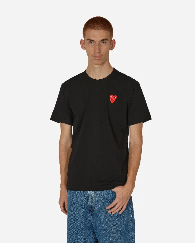 Men's T-shirts durable brown-Double Heart T-Shirt Black