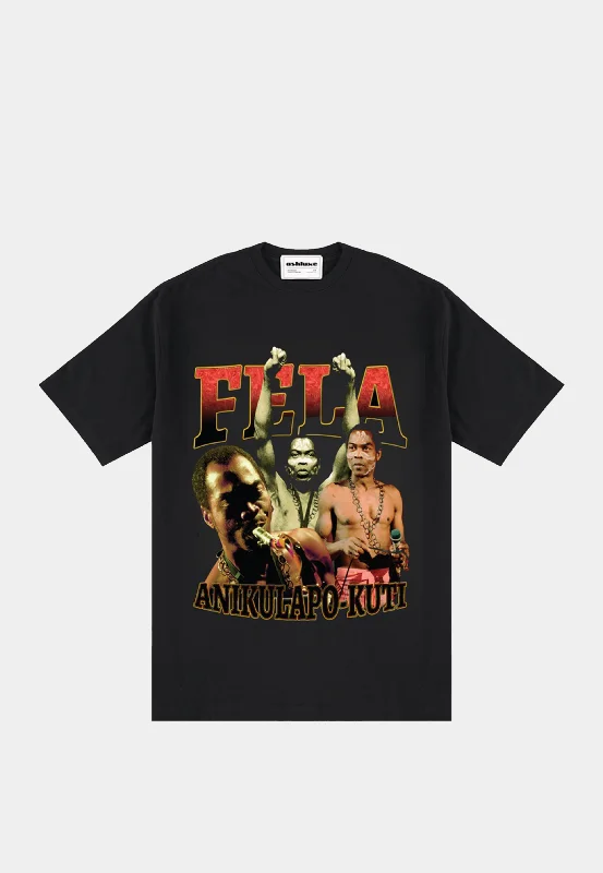 Men's T-shirts comfy green-Ashluxe Fela-Inspired Rap Tee Black