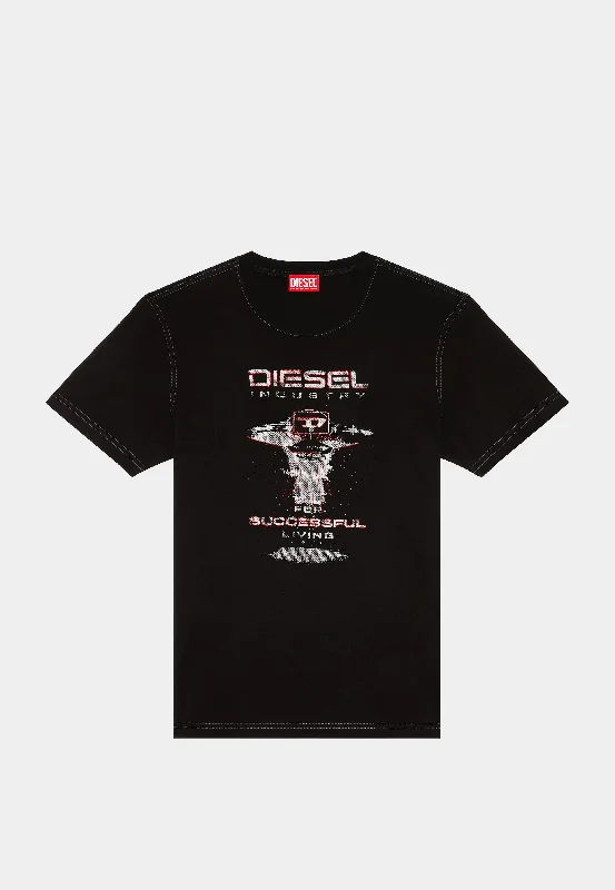 Men's T-shirts durable black-Diesel T-Diegor-Div T-Shirt Black