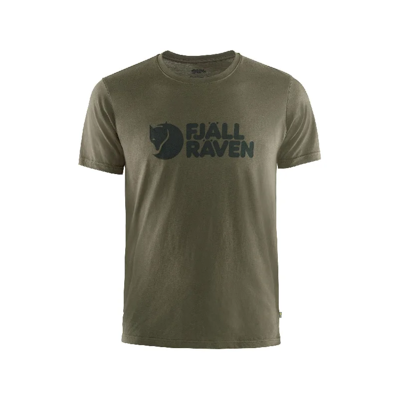 Men's T-shirts casual green-Fjallraven Logo Tee - Dark Olive