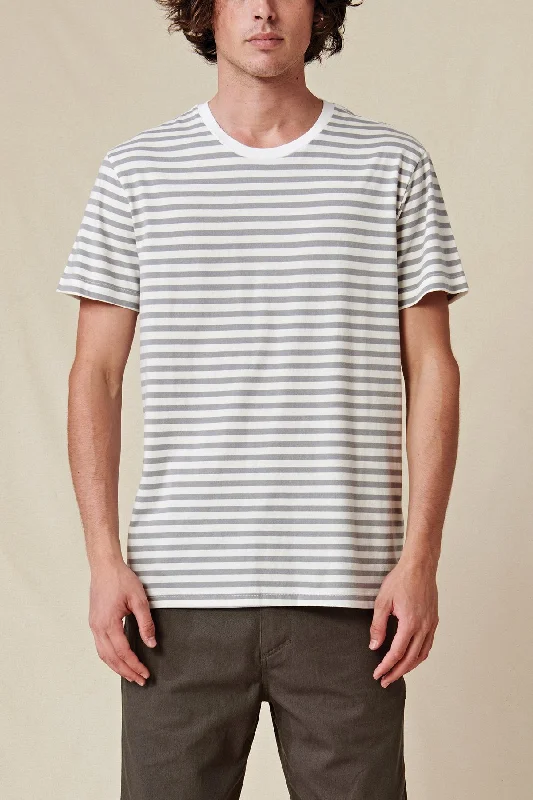 Men's T-shirts soft gray-Horizon Striped Tee - White