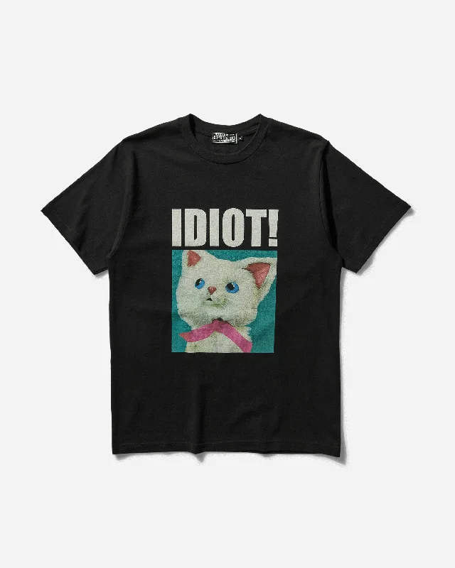 Men's T-shirts slim navy-Men's Idiot Cat T-Shirt Black