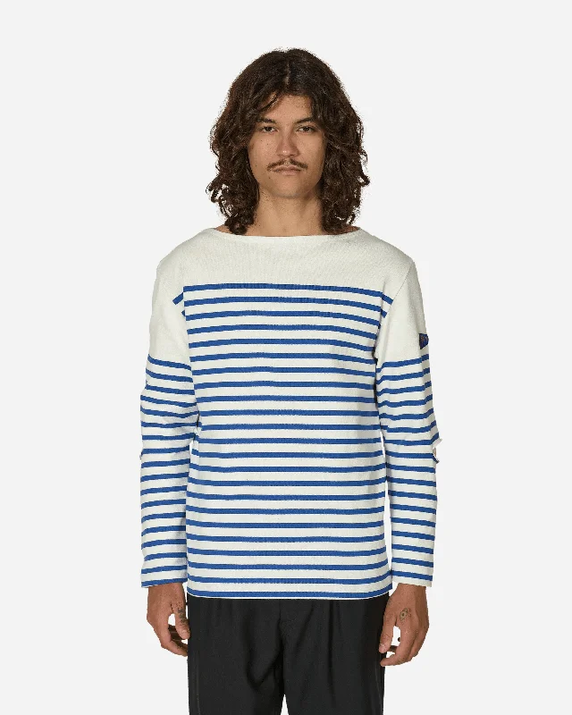 Panel Stripe Jersey Elbow-Rip Longsleeve T-Shirt (Rainbowy Patch) White