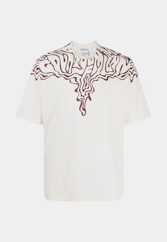 Men's T-shirts durable white-MARCELO BURLON Fluid Wings Over T-Shirt - Ecru Burgundy